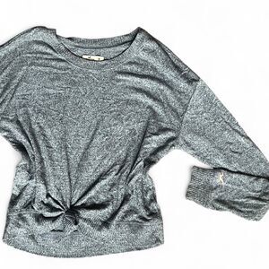 Hollister heather grey tie front sweater Size M